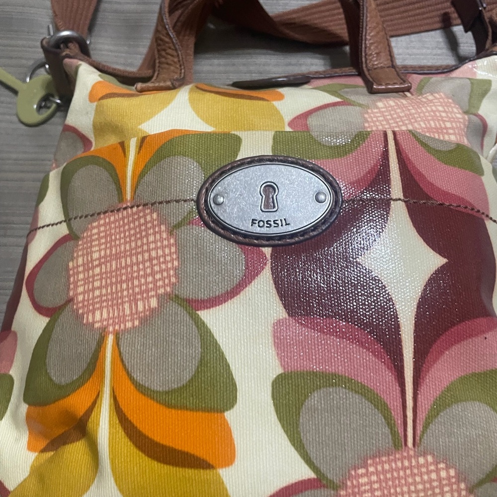 Fossil Women's Floral Shoulder Bag - Pink, Orange, Green